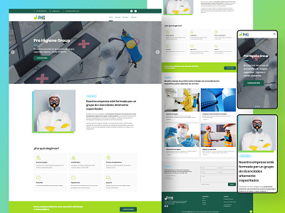 Website Design & Development - Pro Higiene Group branding clean ui cleaning colorful environment environment design green hero section hygiene ui design uxdesign web design website