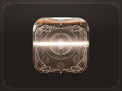 Lumen - Apple Arcade icon 3d art app icon apple arcade art nouveau game art game design game icon icon design icon sketch intricate ios icon light lumen magic box mechanical mechanism old puzzle puzzle box steampunk