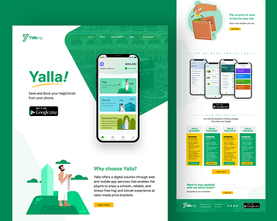 Landing page design for a Hajj and Umrah travel agency. app branding design flat illustration ui