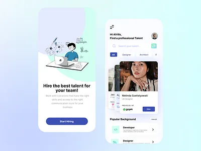 Talent Seeker Mobile App 2021 trend app clean design dribbble figma hiring illustration ios job job application mobile app mobile ui popular talent talent app ui uidesign ux