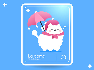 03 - La Dama card cute cutecharacter dog fancy kawaii loteria loteriamexicana loteriayamix mexico ohvalentino puppy scarf umbrella