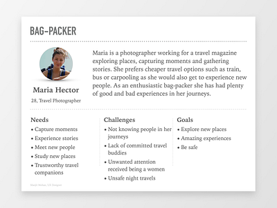 Persona: Bag-packer persona user centered design ux