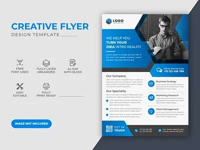 Creative Modern Corporate Blue Color Scheme Flyer Design Templat brand design brand identity branding business business flyer business flyer design commercial corporate creative flyer flyer design graphic design