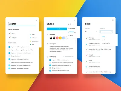 Project management document dashboard design attahcments clean ui communication tool daily ui dashboard ui digital product document management documentation file list file management project goal search ui task task management task status teamwork type web ui