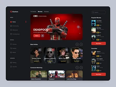 Movie Dashboard Design / Dark Mode clean dashboard dashboard design dashboard ui design film hbo imdb platform tv series tv shows ui ui design ux ux design web web design