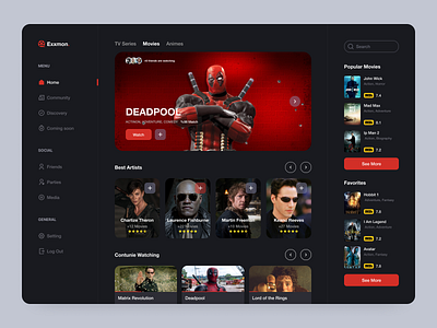 Movie Dashboard Design / Dark Mode clean dashboard dashboard design dashboard ui design film hbo imdb platform tv series tv shows ui ui design ux ux design web web design