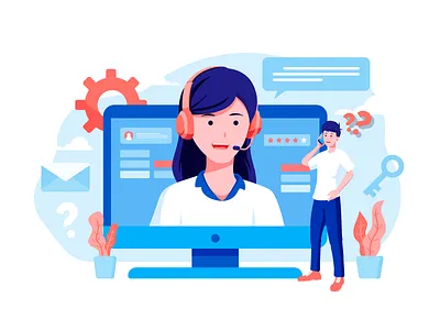 Flat Customer Support Illustration - 1 admin call center colorful contact us customer service customer support flat helpdesk illustration support vector