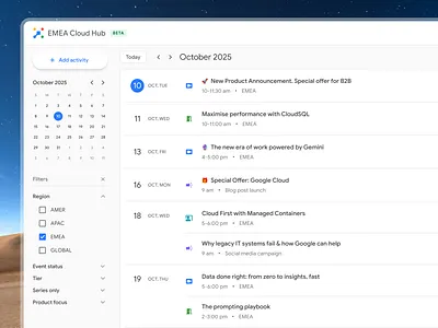 Calendar for Google Cloud app design b2b calendar crm design saas ui uidesign