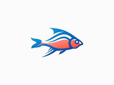Fish Logo for Sale animal branding cute design emblem fish fishing flat graphic icon illustration logo mark modern pet premium sale vector