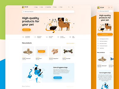 PetIan - Online Pet Shop app branding cat clean design desktop desktop application dog ecommerce icons illustration minimal mobile pets round shop ui ux white