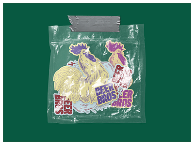 Beer Brothers beer branding illustrations lable logo rooster sticker