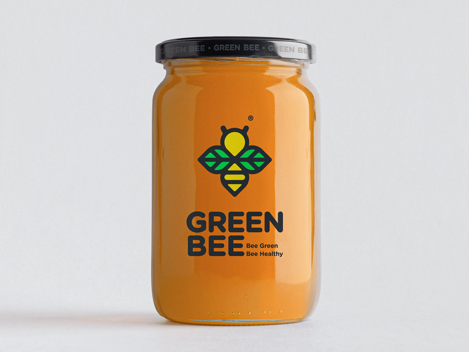 Green Bee // Natural Honey // Jar Design bee brand brand design brand identity branding branding design design dribbble honey honey bee honeybee honeycomb identity jar leaf logo natural natural logo nature visual identity