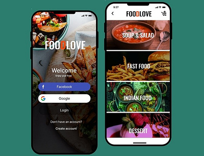 FoodLove app branding design icon illustration logo typography ui ux vector
