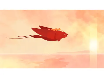 Quinn the Fox: Beyond the Reach of Love animals bird birds cute flight flying fox illustration narrative nature story storyboard sunset water watercolor watercolour