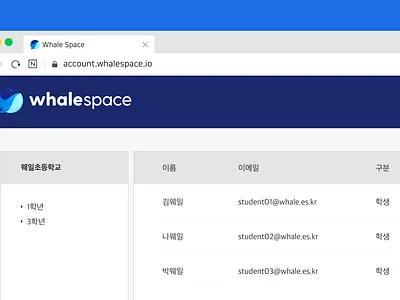 WhaleSpace Admin screen admin panel animal brand identity education favicon icon naver platform symbol website whale whalespace