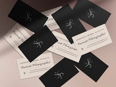 Business Card design for a portrait photographer brand design brand identity branding branding concept branding studio business card design feminine logo logo monogram photographer photography portrait silver foil stationery