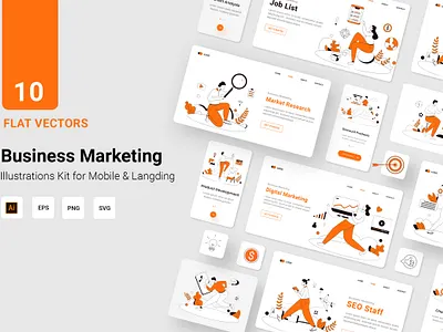 Marketing Vector Illustration Flat Line business character concept design health illustration isometric landing online vector website