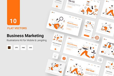 Marketing Vector Illustration Flat Line business character concept design health illustration isometric landing online vector website