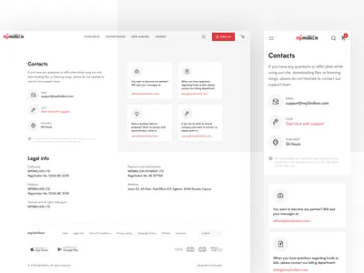 Mp3million: Contacts about album artist chat contacts info itunes mail mp3 music music ui music website soundcloud spotify