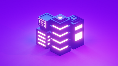 Isometric Sci-Fi Town 3dart blender blender3d blues isometric isometric art lowpoly lowpoly buildings purple scifi scifiart town