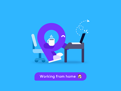 Working from home 🏠 2d branding character design finance fintech flat design hanateh illustration laptop logo money transfer paysend simple vector wfh