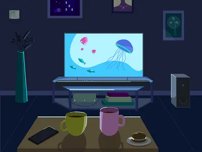 Cozy living room design flat illistrator illustration interior living room room illustration vector