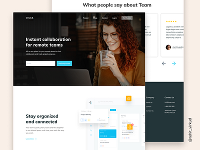 Colab Team Collaboration Website Homepage design blog blog design figma homepage product design ui uiux webdesign webdesigner website concept website design