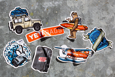 YETI Bags Sticker sheet gold lunchbox karl hebert stickers yeti yeti bags