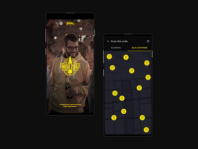 Moja Žuja — beer loyalty app beer bottle cap dark dark mode loyalty app map mobile mobile app mobile design mobile ui music prizes quizz rewards sport ui ux