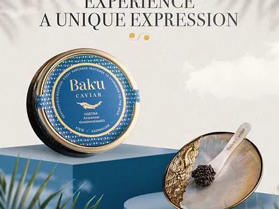 Poster design for Baku Caviar 2021 azerbaijan baku blue branding caviar company creative design graphicdesign manipulation smm poster social media design social media marketing social media poster surrealist trendy