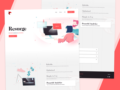 Resurge - Website branding design illustration landing landing illustration light theme light ui uidesign ux web webdesign website website design