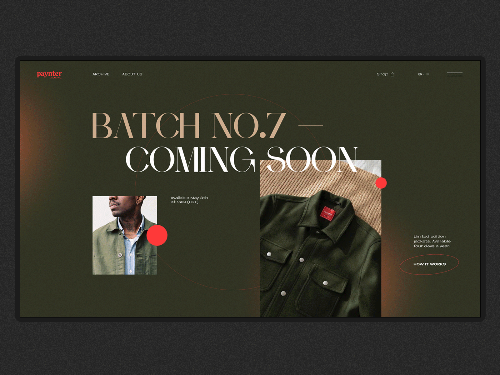 Paynter Jacket Website art direction blue clothing concept creative design exploring fashion fashion design figma green interface menu minimalist mood redesign typogaphy typography design ui ux