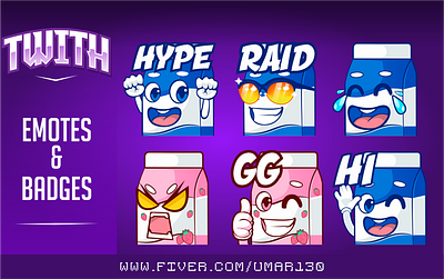 milk carton twitch emotes badges cartoon emotes chibi twitch emotes emotes illustration kawaii twitch emotes milk carton strawbary milk carton streamers twitch emotes twitch sub badges