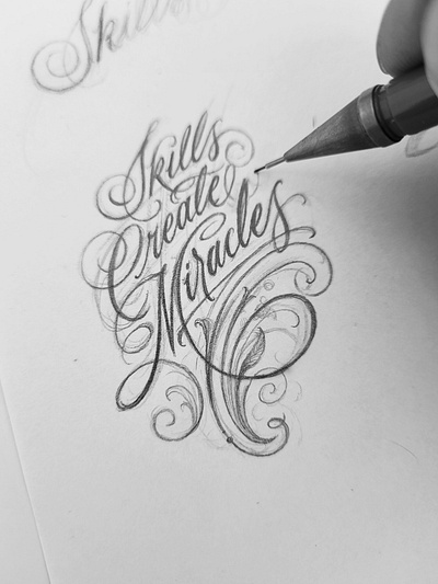 Skills Create Miracles calligraphy design drawing hand lettering handlettering handmade lettering logo logo design logotype sketch type typography