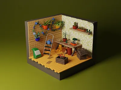 Corner of Summer Resident 3d 3d art 3d modeling 3dmodel art blender3d design illustration low poly low poly