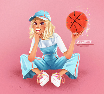 Character with a ball art basketball charater design game art girl illustration sport vectors