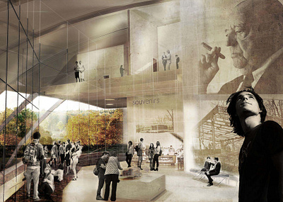 Interior of Visitor's Centre architecture design digitalart illustration photoshop render