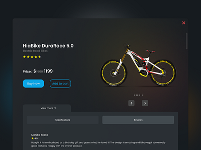 Roar Bikes- Product Page bicycle bicycle app bicycle shop bike bike website dark theme dark theme design dark theme ecommerce ecommerce product product page ui uidesign uiux ux web design webdesign