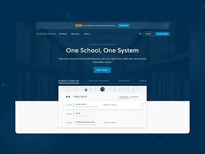Veracross 829 studios clean education education website homepage integrations minimal school site tech tech site technology technology website ui ui ux ux web design website