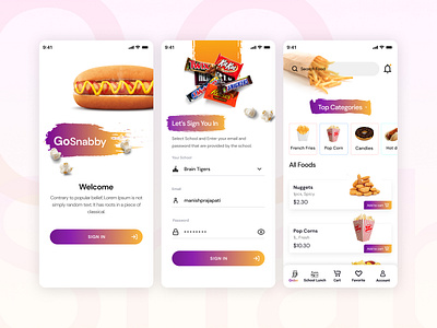 Food Concession App UI UX Design food app food concession app food ordering app ui school app school food app school food app design