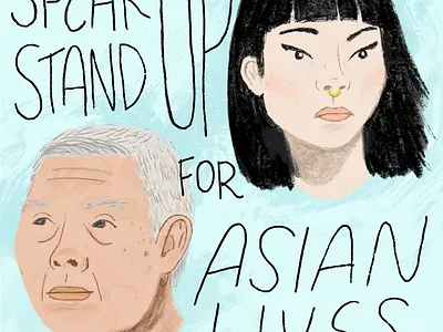 Asian Lives character design civil rights colorful freelance illustration man stop asian hate woman