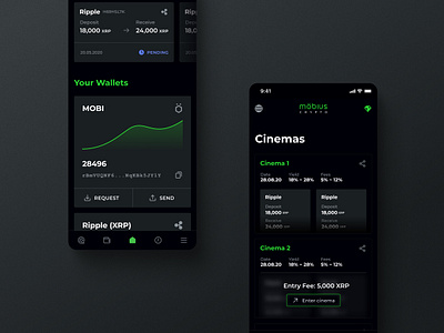 Möbius Crypto Mobile App app crypto cryptocurrency dark mode dark ui design ios ui uiux ux web