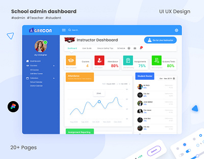 School Admin Dashboard UI UX Design admin dashboard live intructor live study school dashboad student dashboard teacher dashboard