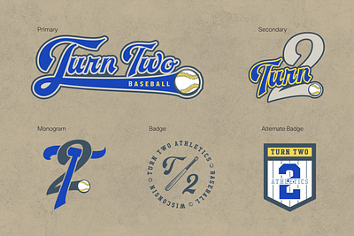 Turn 2 Full Asset Board athletic badge baseball branding design illustration logo sports vector