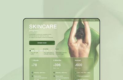 Skincare web page skincare webdesign