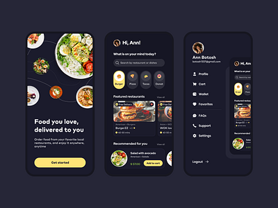 Food Delivery App | UI/UX Design - 2 app development app development company dark mode food delivery food delivery app food delivery service food ordering app mobile app design restaurant app ui ux ui ux design