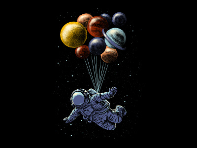 Space Travel astronaut fantasy floating humor illustration space tshirtdesign