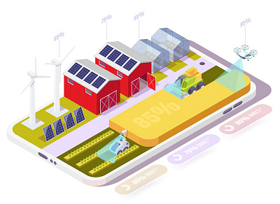 smart farm in a smartphone cartoon concept design farm fiverr flat illustration isometric isometric illustration isometry low poly lowpoly smart smartphone vector web