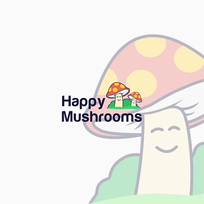 happy mushroom cartoon character design logo mushroom vector