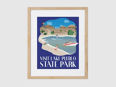 Lake pueblo Travel Poster design illustration vector
